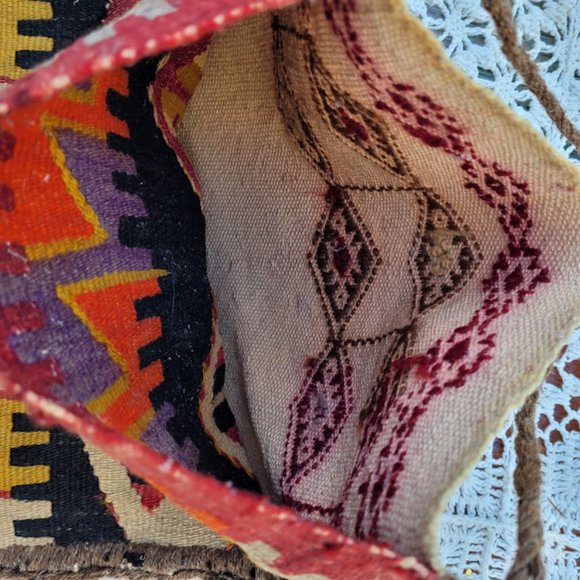 Vintage Tapestry Navajo Aztec Native American Western SW Art Bag Purse Satchel - Picture 6 of 8